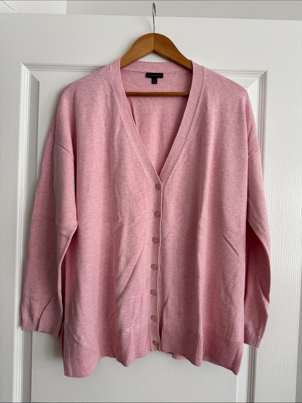 Talbots Light Pink V-Neck Button Cardigan